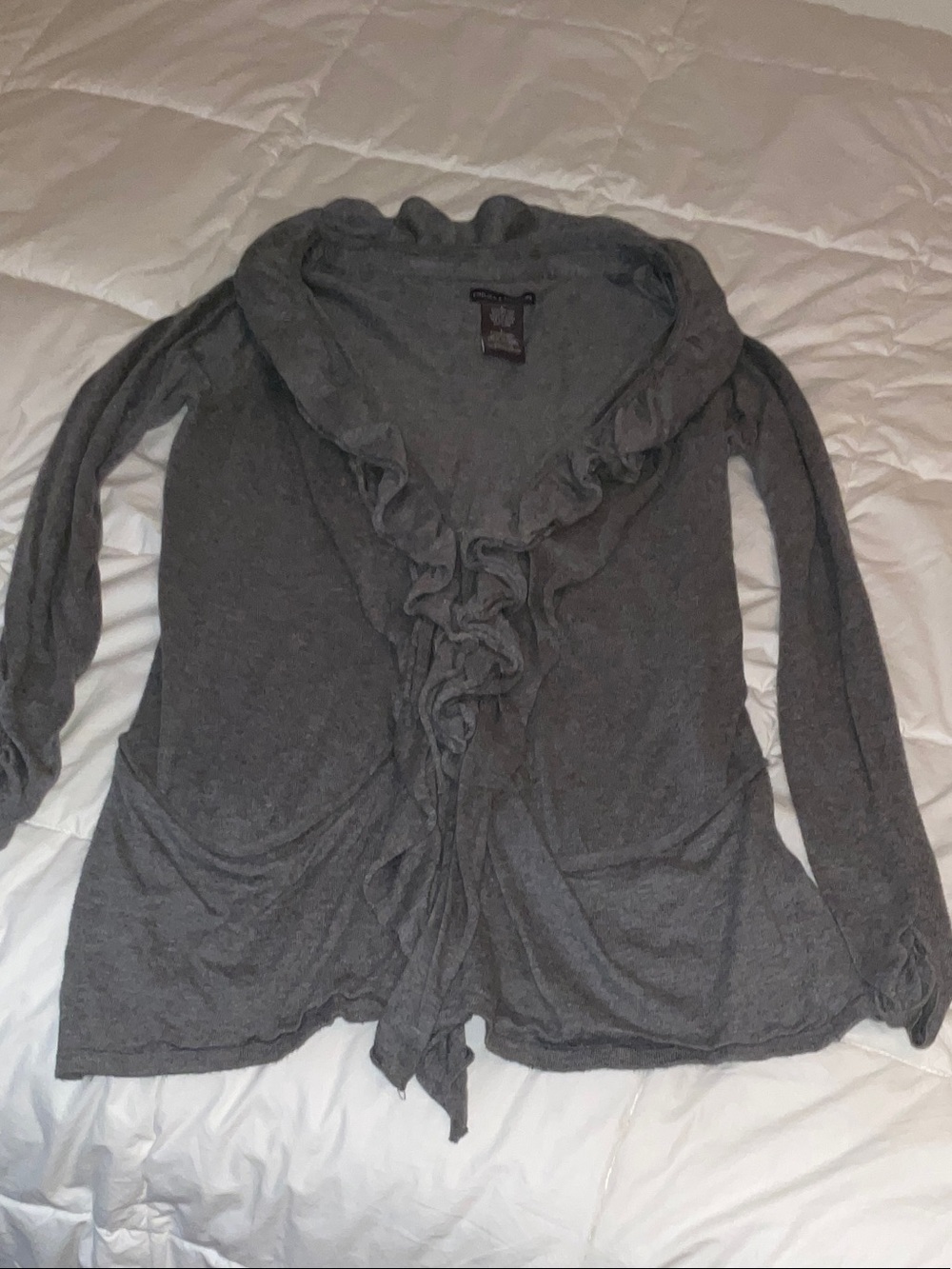 Chelsea & Theodore Gray Ruffle Front Women's Sweater
